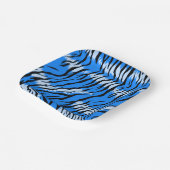 Blaues Tiger-Tierhaut-Musterdesign Pappteller (Gewinkelt)