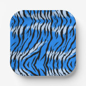 Blaues Tiger-Tierhaut-Musterdesign Pappteller (Vorderseite)