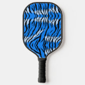Blaues Tiger-Tierhaut-Musterdesign Pickleball Schläger (Rückseite)
