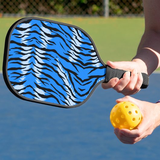 Blaues Tiger-Tierhaut-Musterdesign Pickleball Schläger