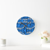 Blaues Tiger-Tierhaut-Musterdesign Runde Wanduhr (Zuhause)