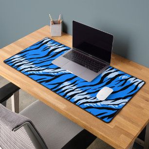 Blaues Tiger-Tierhaut-Musterdesign Schreibtischunterlage