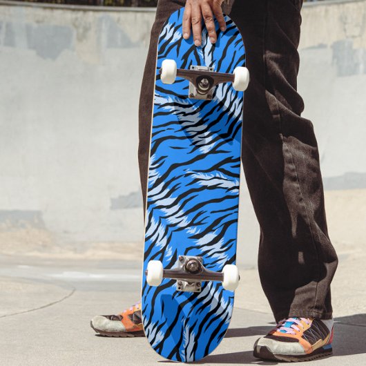 Blaues Tiger-Tierhaut-Musterdesign Skateboard