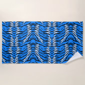 Blaues Tiger-Tierhaut-Musterdesign Strandtuch (Vorderseite)