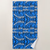 Blaues Tiger-Tierhaut-Musterdesign Strandtuch (Vorderseite)