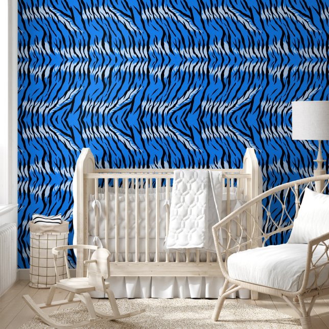 Blaues Tiger-Tierhaut-Musterdesign  Tapete (Von Creator hochgeladen)