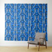 Blaues Tiger-Tierhaut-Musterdesign Wandteppich (Beispiel (Horizontal))