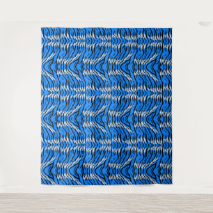 Blaues Tiger-Tierhaut-Musterdesign Wandteppich