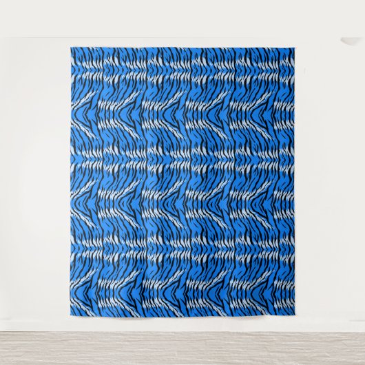 Blaues Tiger-Tierhaut-Musterdesign Wandteppich (Vorderseite)