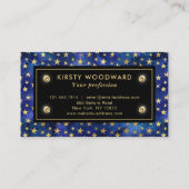 Blaues Tintenmuster mit goldenen Sternen Visitenkarte (Rückseite)