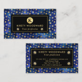 Blaues Tintenmuster mit goldenen Sternen Visitenkarte (Vorne/Hinten)