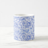 Blaues Toile-Blumenmuster Klassisch Botanisch Kaffeetasse (Mittel)