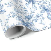 Blaues Toile Coquette Muster Geschenkpapier (Rolleneckpunkt)