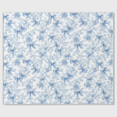Blaues Toile Coquette Muster Geschenkpapier (Flach)