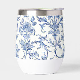 Blaues Toile de Jouy französisches Land Blumenmust