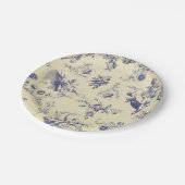 Blaues Toile französisches Land-Engel-Muster Pappteller (Schrägansicht)