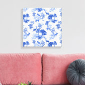 Blaues Toile-Hirsch-Fuchs-Waldmuster Leinwanddruck (Insitu (Wohnzimmer))
