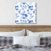 Blaues Toile-Hirsch-Fuchs-Waldmuster Leinwanddruck (Insitu (Schlafzimmer))