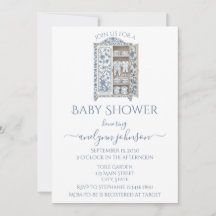 Blaues Toile Layette Baby Shower