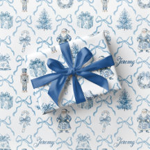 Blaues Toile-Nussknacker-Geschenkpapier Weihnachte