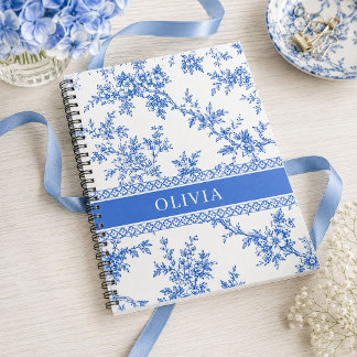 Blaues Toile personalisiertes Namensnotizbuch Notizblock