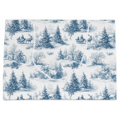Blaues Toile-Weihnachtsmuster  Große Geschenktüte (Vorderseite)