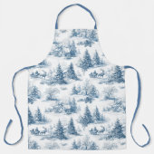 Blaues Toile-Weihnachtsmuster  Schürze (Vorderseite)