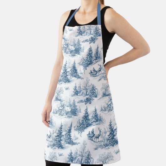 Blaues Toile-Weihnachtsmuster  Schürze (InSitu)