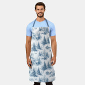 Blaues Toile-Weihnachtsmuster  Schürze (Getragen)