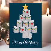 Blaues Toilettenpapier Weihnachtsbaum Funny Feiertagskarte
