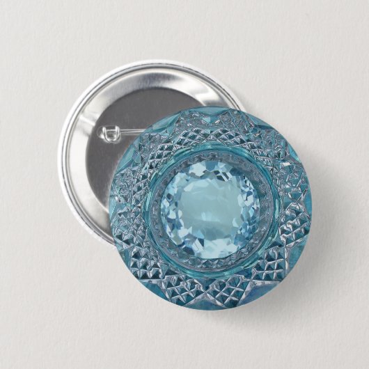 Blaues Topaz und geschnittenes Glas Button (Vorne & Hinten)