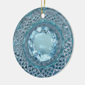 Blaues Topaz und geschnittenes Glas Keramikornament (Links)