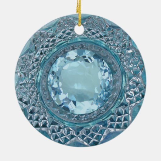 Blaues Topaz und geschnittenes Glas Keramikornament (Hinten)