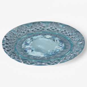 Blaues Topaz und geschnittenes Glas Pappteller