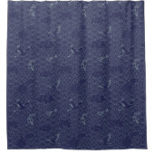 Blaues traditionelles japanisches Wave Seigaiha Mu Duschvorhang (Vorderseite)