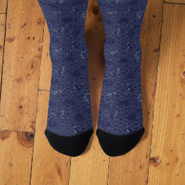 Blaues traditionelles japanisches Wave Seigaiha Mu Socken