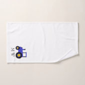 Blaues Traktor-Design Monogrammiert Badhandtuch Set (Handtuch)