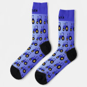 Blaues Traktor-Design personalisiert Socken (Linkes Detail)