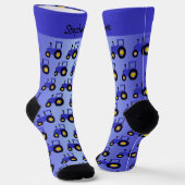 Blaues Traktor-Design personalisiert Socken (Gewinkelt)