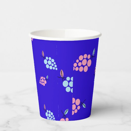 Blaues Traubenmuster Papiertasse Pappbecher (Links)