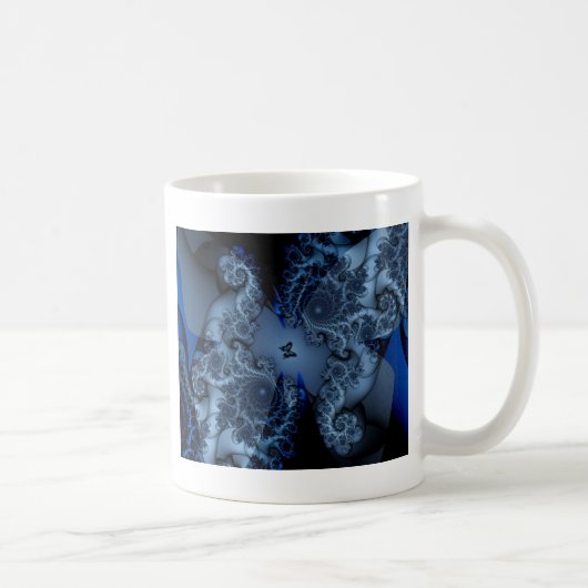 Blaues Traumschmetterling-Fraktal Kaffeetasse (Rechts)