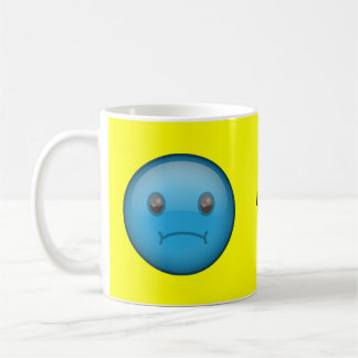 Blaues trauriges kaffeetasse