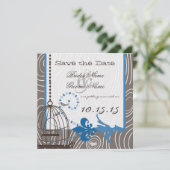 Blaues Treibholz - Graukornkäfig Save the Date Einladung (Stehend Vorderseite)