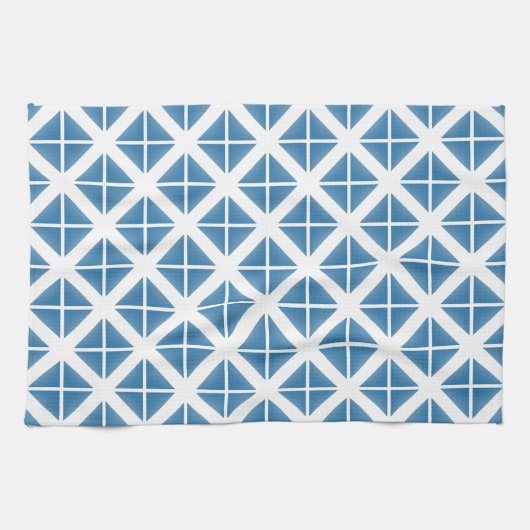 Blaues Trenddreieck-Muster Geschirrtuch (Horizontal)