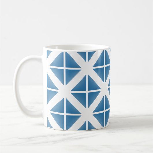 Blaues Trenddreieck-Muster Kaffeetasse (Links)
