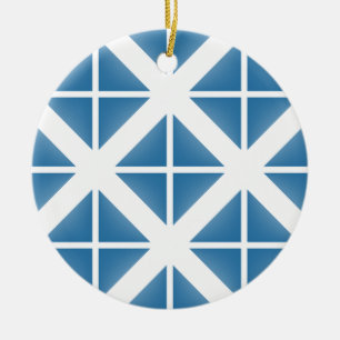 Blaues Trenddreieck-Muster Keramik Ornament