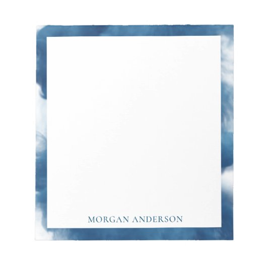 Blaues trendy Monogramm für den Raucheffekt Notizblock (Vorderseite)