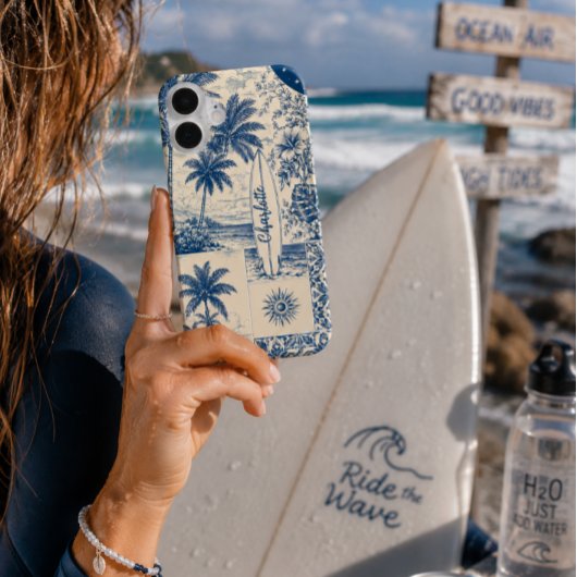 Blaues Tropical Surfbrett Case-Mate iPhone Hülle