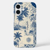 Blaues Tropical Surfbrett Case-Mate iPhone Hülle (Rückseite)