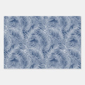 Blaues tropisches Blätter-Muster Geschenkpapier Set (Vorderseite)